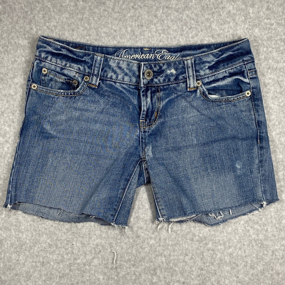 Vintage 90s American Eagle Favorite Boyfriend Shorts Women 2 Blue Cutoff Denim